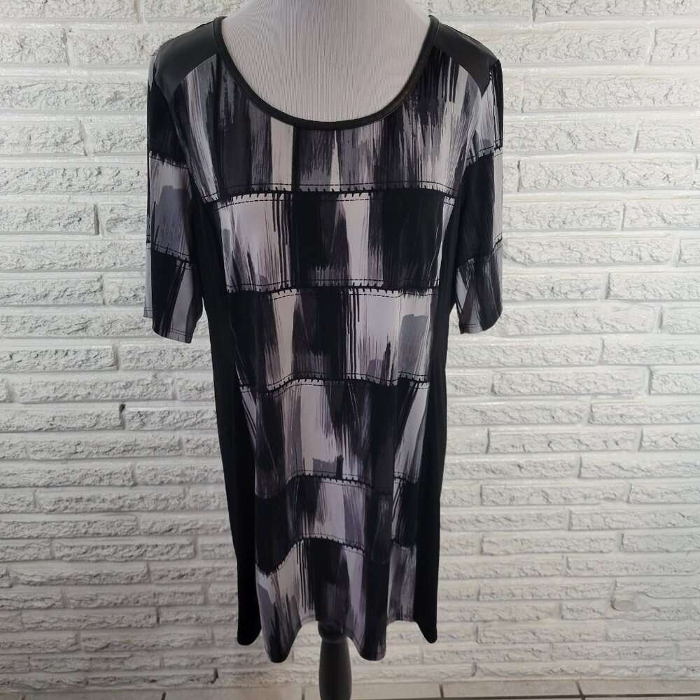 Style & Co XL Top Womens Black Gray Watercolor Tunic T-Shirt WAT107E